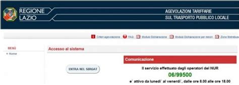 agevolazione tariffaria regione lazio